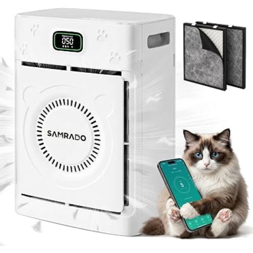Pet Air Purifier, Dual-sided Washable H13 HEPA, 2500 Sq Ft, App