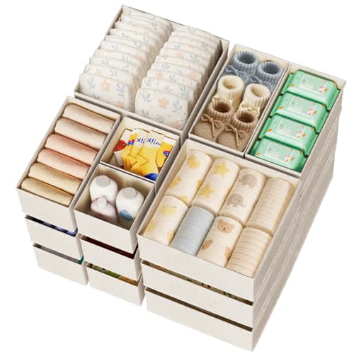 ZenStorage Linen Drawer Organizers for Nursery, Dresser & Closet (20-Pack) – Sturdy, Collapsible Nursery & Dresser Dividers for Baby Clothes, Socks, Underwear & Essentials – Multi-Size Set, Beige