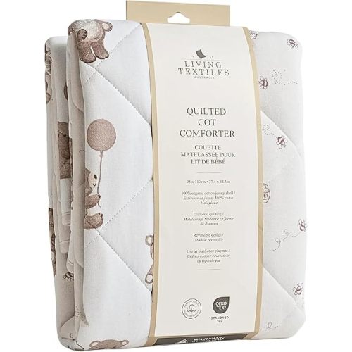 Baby Cot Quilt Comforter Organic 95x110cm | Reversible Cuddly Bear