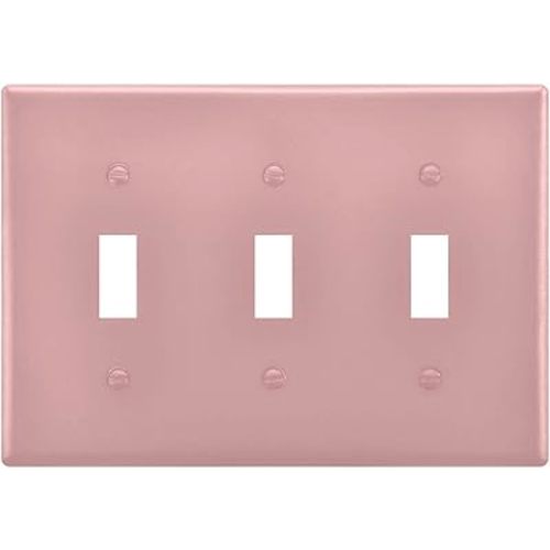 Pink Solid Color Wall Plates, Three Toggle Light Switch Cover Wall Plate 3 Gang, Decorator Light Switch Cover, Standard Size Wall Plates for Bedroom Home Decor