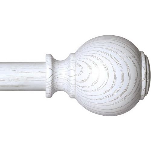 Wood Curtain Rods for Windows 28 to 48 Inches,1 inch Heavy Duty Window Curtain Rods with Imitation Wood Grain Finials,Decorative Drapery Rods Adjustable, 28"-58"(2.3-4.8ft), White Wood