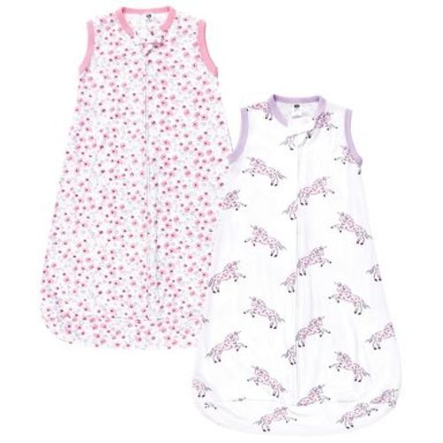 Hudson Baby Infant Girl Cotton Long-Sleeve Wearable Sleeping Bag, Sack, Blanket, Floral Unicorn Sleeveless, 0-3 Months