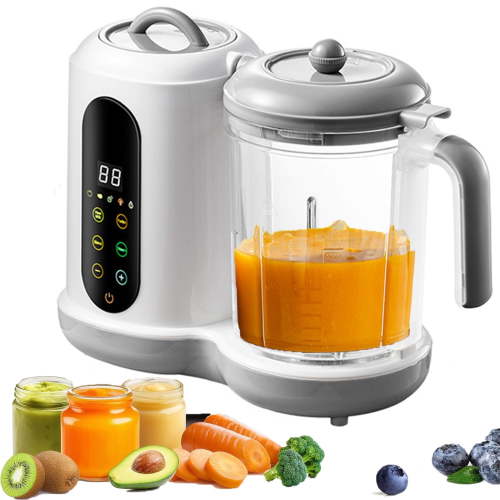 Baby Food Maker, One Step Baby Food Processor Steamer Puree Blender, Multi-Function Steamer Grinder Blender Auto Cooking & Grinding Baby Food Puree Maker with Self Cleans, Touch Screen Control, White