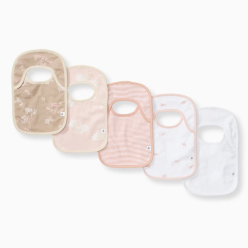 Whimsical Floral Organic Cotton Baby Bibs 5 Pack
