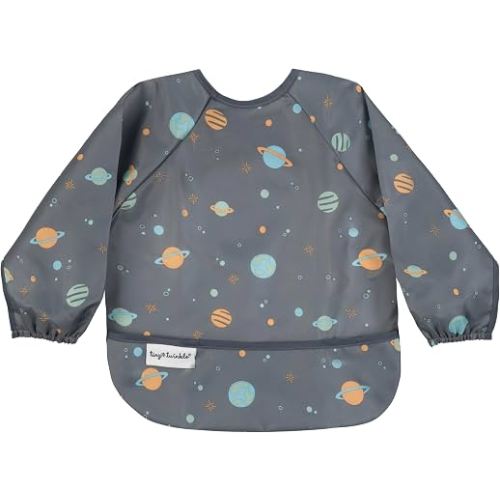 Tiny Twinkle Long Sleeve Bib for Babies & Toddlers | Waterproof Smock Bib for Eating | Machine Washable & Mess-Proof Feeding Essentials | Newborn Shower Gift (Space, 6–24M)