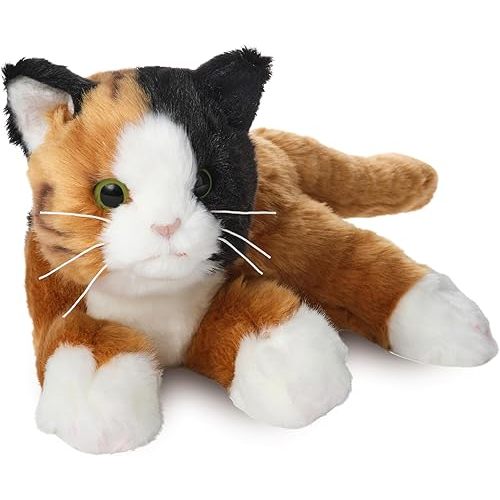 Bearington Callie Stuffed Cat Animal - 15" Realistic Calico Cat Plushies - Kitty Stuffed Animal with Soft Fur and Lifelike Details - Adorable, Cuddly Kitten Plush Gift for Kids and Toddlers