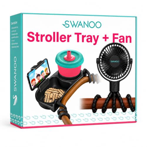 Stroller Snack Tray with Fan, Single Pack, Stroller Bumper Bar