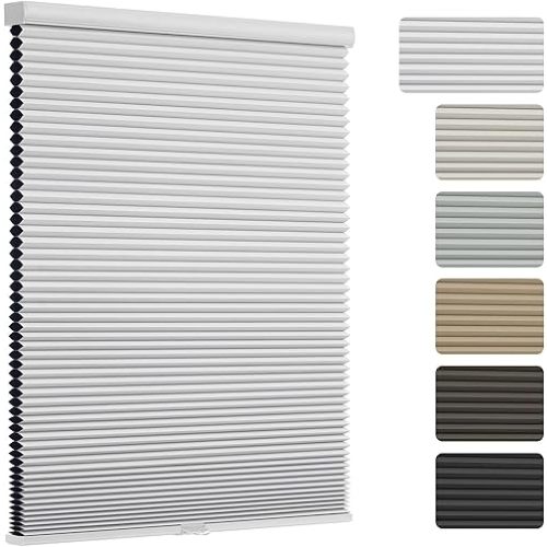 Changshade Blackout Cellular Shades, Cordless Honeycomb Window Blinds with Aluminum Alloy Rails, Color-Matching Fabric, Easy to Install for Bedroom, Living Room and Office,35" W72 H,White