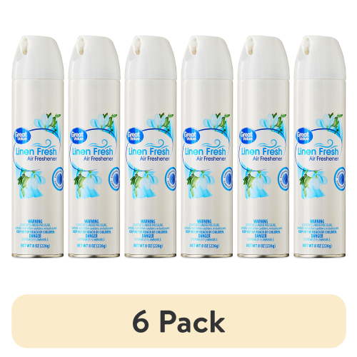 (6 pack) Great Value Aerosol Air Freshener, Linen Fresh, 8 oz