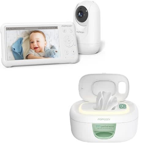 Momcozy Baby Wipe Warmer, Innovative Spring Design & Momcozy 1080P 5" HD Baby Monitor with Camera and Wall Mount