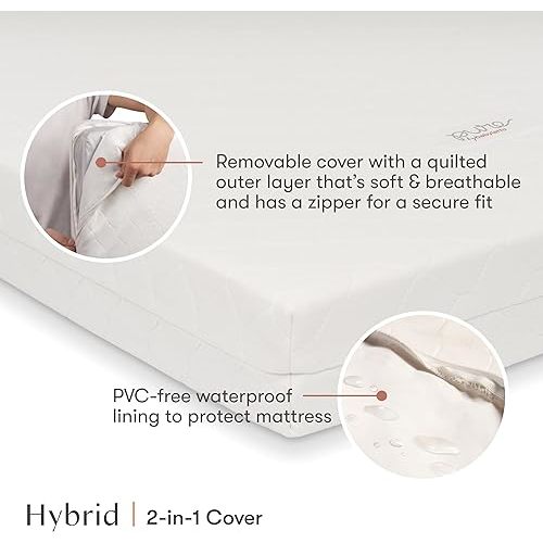 Babyletto Pure Core 4" Midi Crib Mattress, Hybrid Waterproof Cover, Lightweight, Greenguard Gold Certified