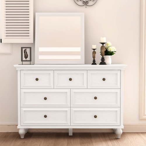 7 Drawer Double Dresser, Chest of Drawers for Bedroom, Farmhouse Dresser Chest with 7 Drawers, Wood Storage Chest of Drawers for Living Room - Walmart.ca