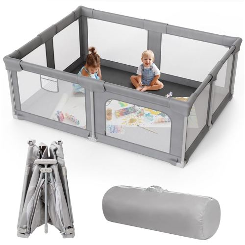 Palopalo Foldable Baby Playpen, 71"x59" Extra Large Collapsible Playard for Babies and Toddlers, Portable Travel Play Pen with Gate, Baby Activity Center for Indoor & Outdoor Use