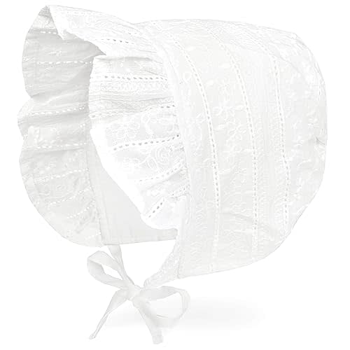 JELLYTREE Baby Hat Bonnet Toddler Girls Fashion Princess Ruffle Muslin Lining Cap Infant Lacy Beanie, 3m 6m 12m