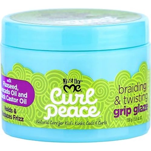 Just For Me Curl Peace Braiding & Twisting Grip Glaze - Holds & Reduces Frizz, Contains Flaxseed, Avocado Oil & Black Castor Oil, Nourishes & Strengthens Hair 5.5 oz