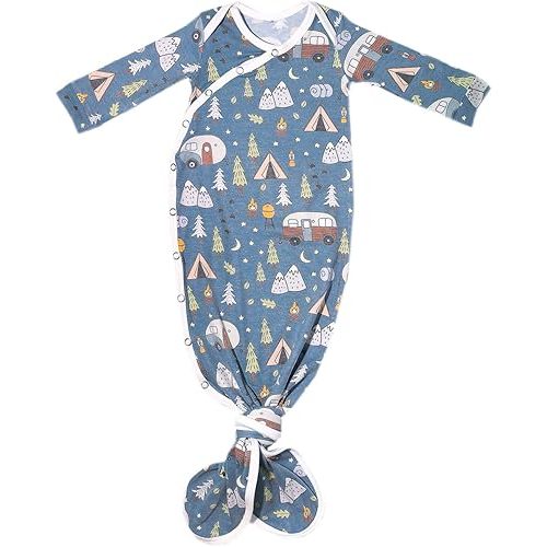 Copper Pearl Baby Gown - Knotted Newborn Sleepers for Baby Boy and Girl, Soft Stretchy Long Sleeve Infant Gowns with Bottom Tie and Hand Mittens, Perfect Hospital Coming Home Outfit (Bridger)