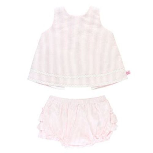 RuffleButts Girls Seersucker Ric Rac Swing Top and Bloomer Set
