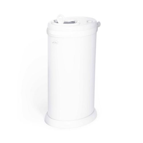 Ubbi Stainless Steel Diaper Pail - White: Childproof & Airtight Lid, Uses Silicone Liners, Holds Up to 55 Diapers