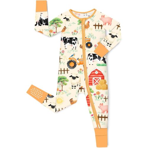 Bamboo Viscose Baby Convertible Footie Pajama, Zipper Pajamas for Baby Boys & Girls, Sleep & Play Footed