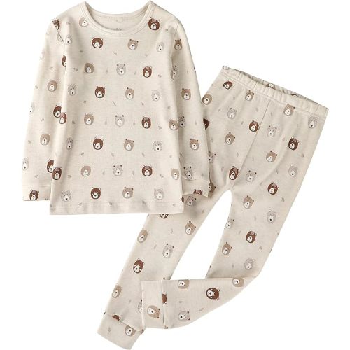 (12-18m) Owlivia 100% Organic Cotton Baby Long Sleeve Pajama Sets, Toddler Boy Girl 2-Piece Sleepwear
