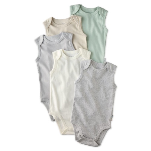 Sam Assorted 5-Pack Sleeveless Organic Cotton Bodysuits