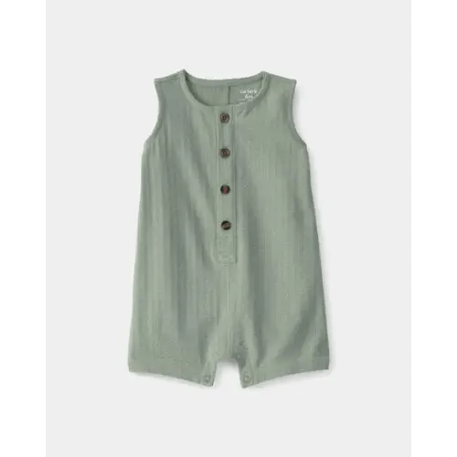 Baby Boy Solid Sleeveless Romper - Green | Carter's