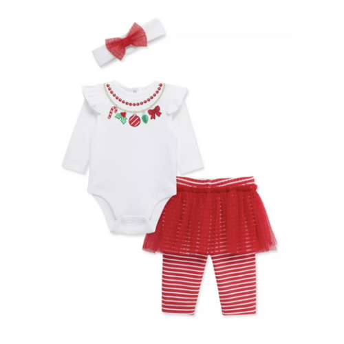 Little Me Baby Girls Bodysuit and Skirted Leggings Set with Headband | Belk