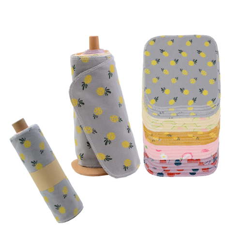 Chloven Paperless Towels Roll Machine Washable 10" x 10" Zero Waste Reusable 100% Cotton Napkins(25)