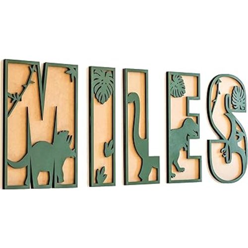 Name Sign For Nursery, Boho Nursery Sign, Family Name Signs, 3D Wall Art for Children & Kids Rooms, Baby Shower, First birthday gift (Dinosaur)