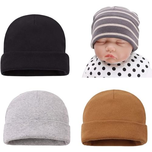 Bamery Cotton Baby Girl Hat Preemie Boys Beanie Newborn Hospital Hats Winter Infant Hats for Girls (4PACK-B, 0-6 Months)