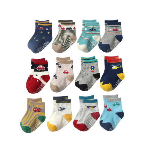 Generic Childrens Soccer Socks 12 Pack Baby Toddler Unisex Socks Babys Girl Boy Cartoon Prints Non Slip Floor Socks for All Seasons Non-Slip Fashion Casual Breathable (0-12 Months,Pink)