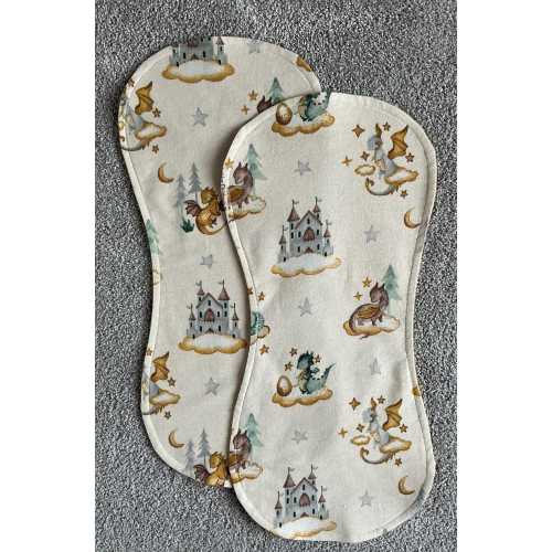 Dragons and Castles Burp Cloth Set: Mystical Cotton Flannel, Unisex burp cloths