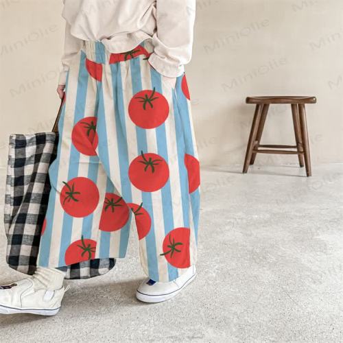 Baby White Tomato Striped Print Pants