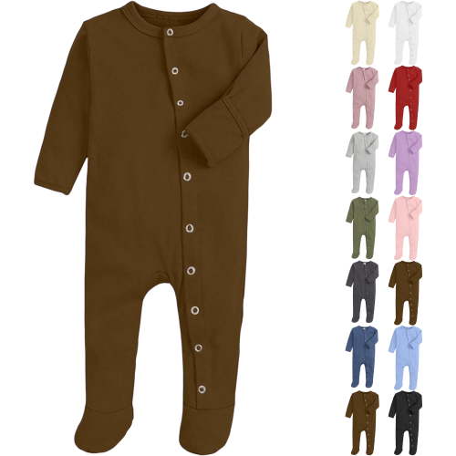 Newborn Sleepwear Button-Up Bodysuit,Baby Boy Clothes,Unisex Newborn Long Sleeve Snug Fits Footed Sleeper Pajamas