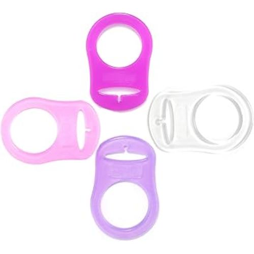 4Pcs Pacifier Adapter Rings Silicone Rings for Pacifier Clip Button Soother Dummy Pacifiers Holder Newborn Gift Safe for Baby (Girl's Color)