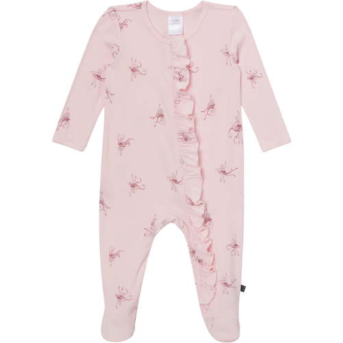 Modern Moments by Gerber Neutral Two-Way Zip Viscose Ruffled Sleep ´N Play Footed Pajamas, Sizes Newborn - 6/9 Months