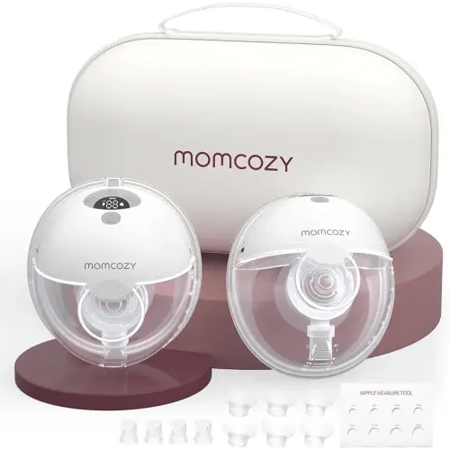 Momcozy Breast Pump Hands Free M5, Wearable Breast Pump of Baby Mouth Double-Sealed Flange with 3 Modes & 9 Levels, Electric Breast Pump Portable - 24mm, 2 Pack Quill Gray