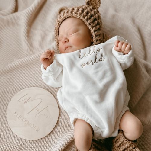 Hello World Embroidered Bubble Romper 100% Cotton Baby Toddler Winter and Summer Fashion Jumper Baby Clothes Announcement Outfit - Etsy