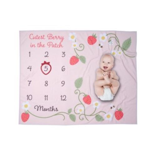 Lambs and Ivy Strawberry Patch Milestone Photo Opportunity Fleece Baby Blanket