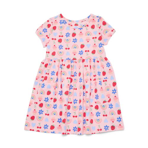 Wonder Nation Baby and Toddler Girls Play Dress with Short Sleeves, Sizes 0/3M-5T