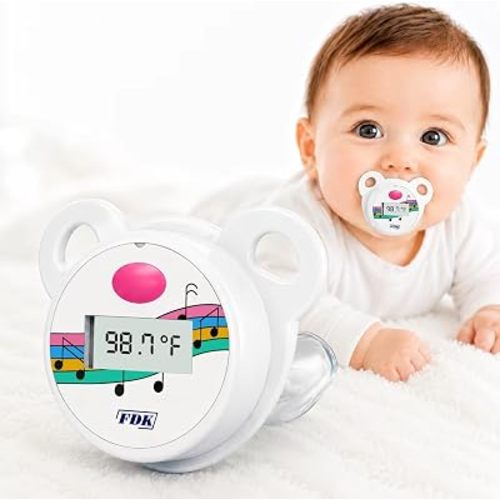 FDK Pacifier Thermometer for Baby, High Accuracy&Storage Case Digital Baby Thermometer for Infants with LCD Display, Newborn Toddler Essentials, Fever Alert, Memory Recall, Waterproof,°F/°C Switchable