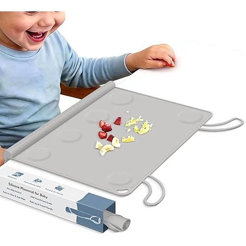 Silicone Placemat for Baby Self-Eating: Dishwasher Safe & Non-Slip for Dining Table - Table Mat for Baby 8-18 Months