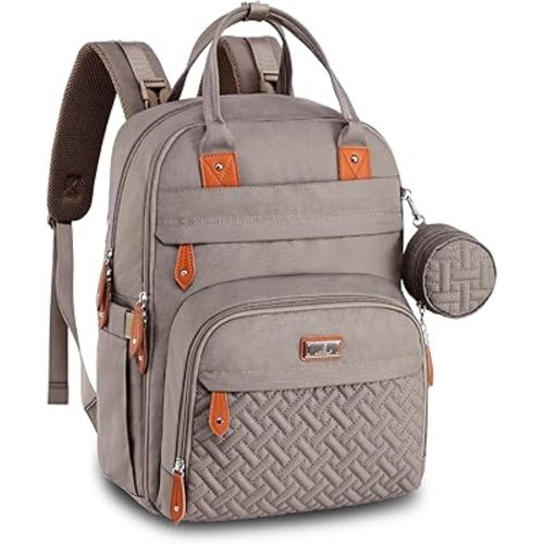 BabbleRoo Diaper Bag Backpack - Baby Essentials Travel Tote - Multi Function Water Resistant Diaper Bag, Travel Essentials Baby Bag with Changing Pad, Stroller Straps & Pacifier Case - Unisex, Khaki