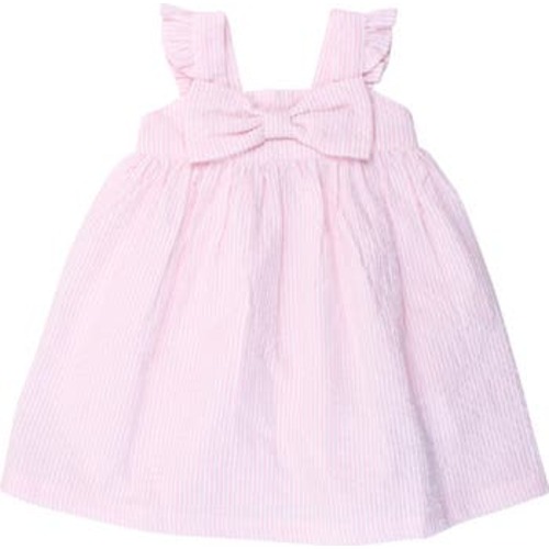 Bow Front Seersucker Pinafore Dress, 3-6M