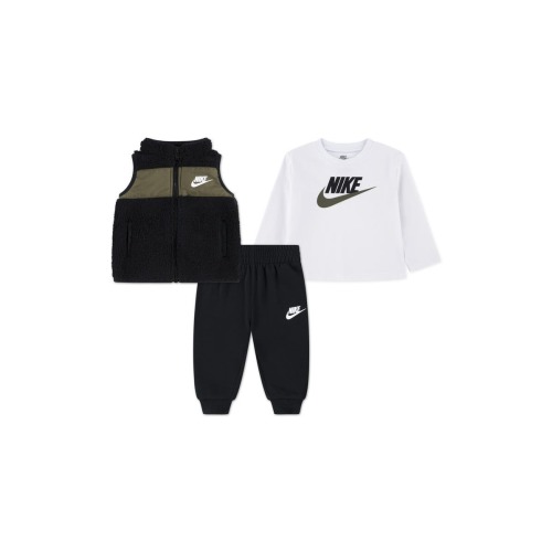 Sportswear Club Long Sleeve T-Shirt, Fleece Vest & Joggers Set