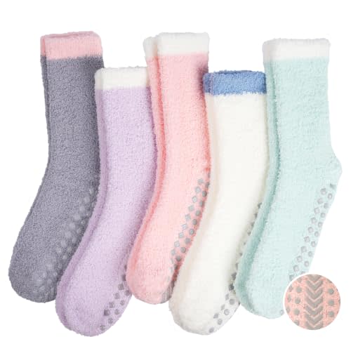 Fall Halloween Fuzzy Socks,Women Grip Socks Hospital Postpartum Slipper | Non Slip Slipper Sock,Grippy Warm Winter Socks,Fluffy Cozy Christmas Socks Gifts Elderly,Labor and Delivery Essentials