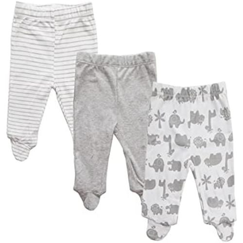 Spasilk Baby Boys' 3 Pack Cotton Pull on Footed Pants