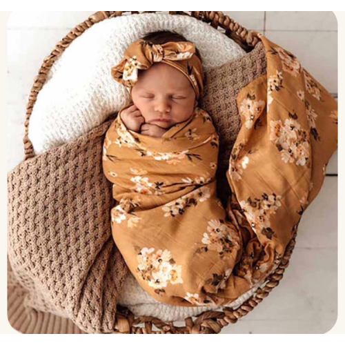 Golden Flower Organic Muslin Wrap | Snuggle Hunny
