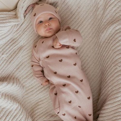 Makemake Organics Organic Baby Knotted Sleep Gown - Hearts