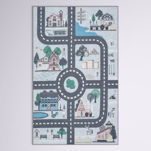 Mack & Milo™ Amsterdam Blue/Dark Gray Rug & Reviews | Wayfair